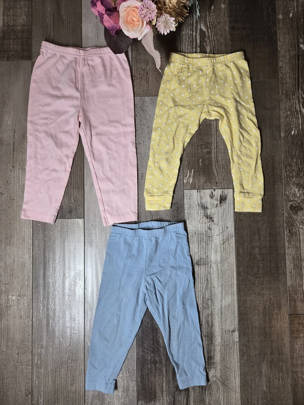Carter's 100% Cotton Pastel Baby Toddler Girl Pants Leggings Bundle 3pc Size 18m